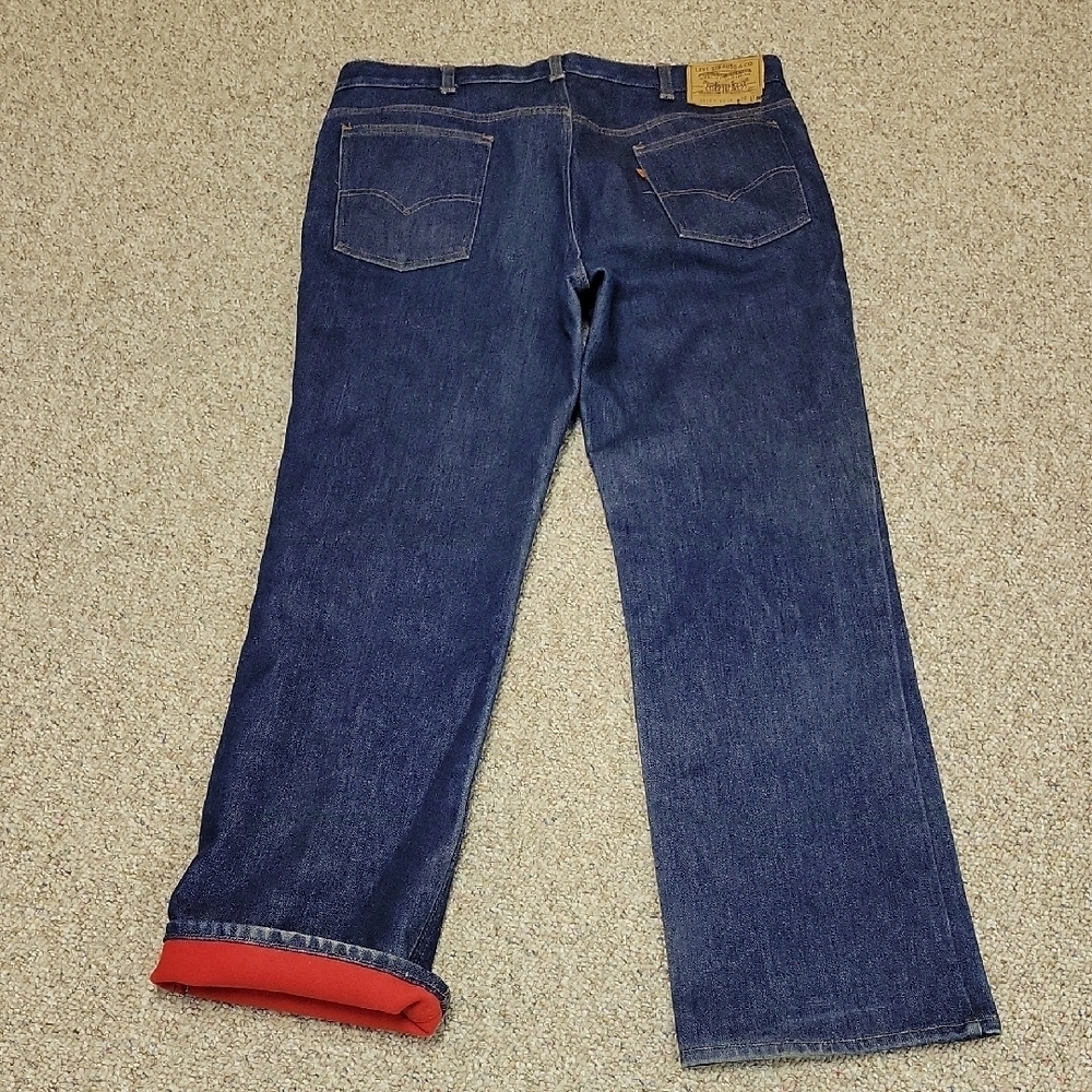 Levi's Orange Tab Flannel Lined Vintage Jeans, Men's 36 X 31.5. USA. Dark Blue